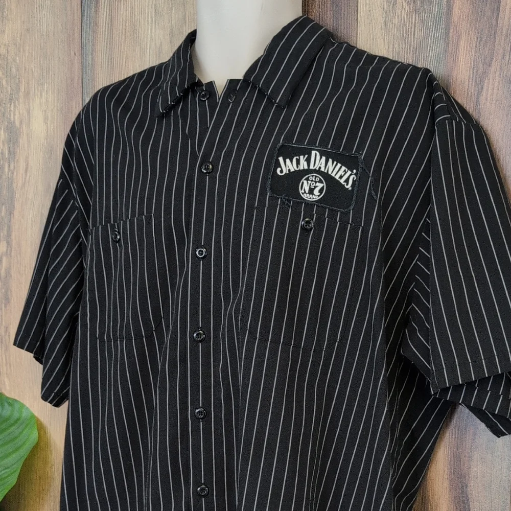 Jack Daniels Old No 7 Black Pinstripe Casual Button Down Shirt 2XL     P350